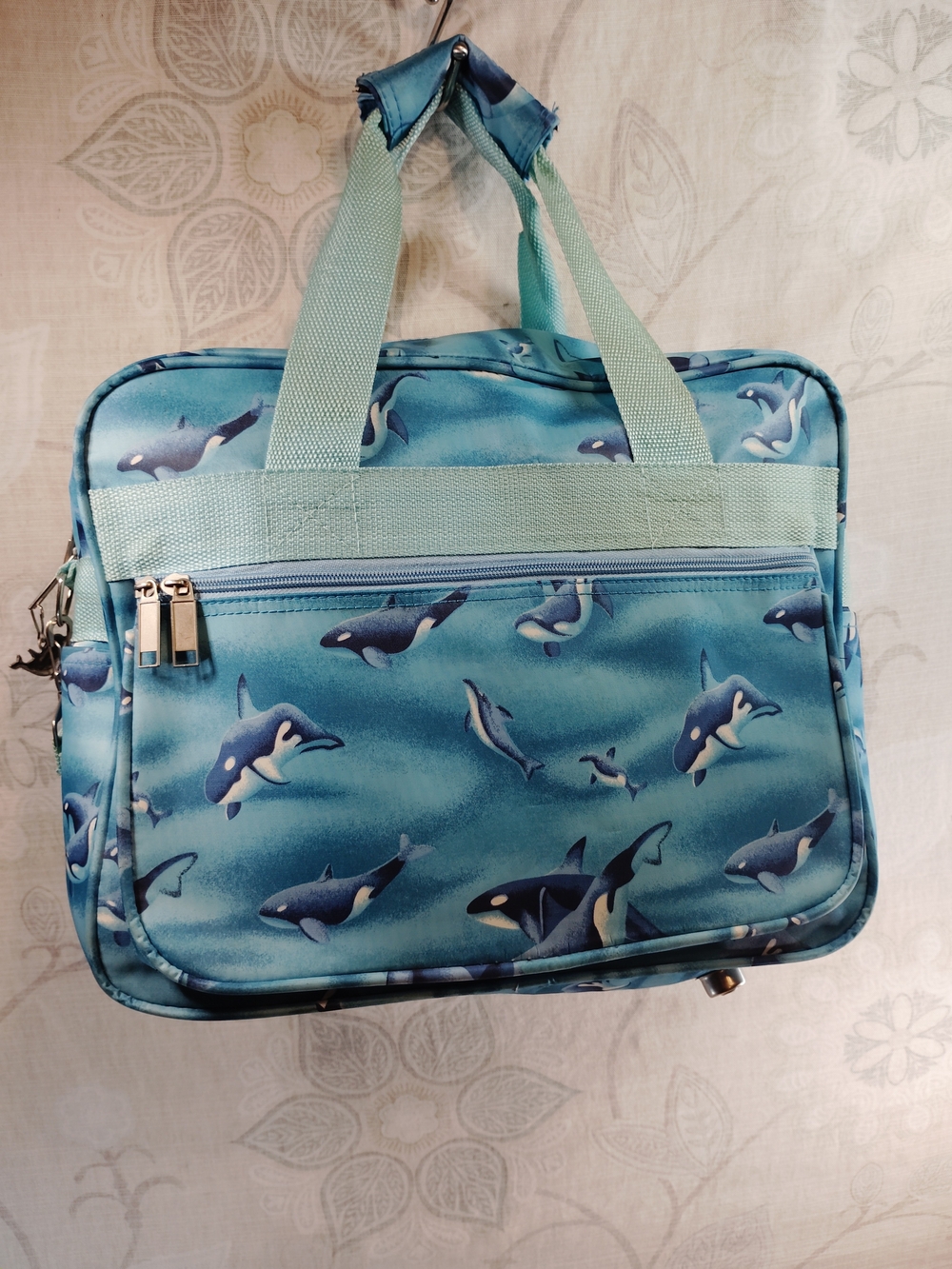 Blue Orca Print Travel Tote /Duffle/Crossbody Bag